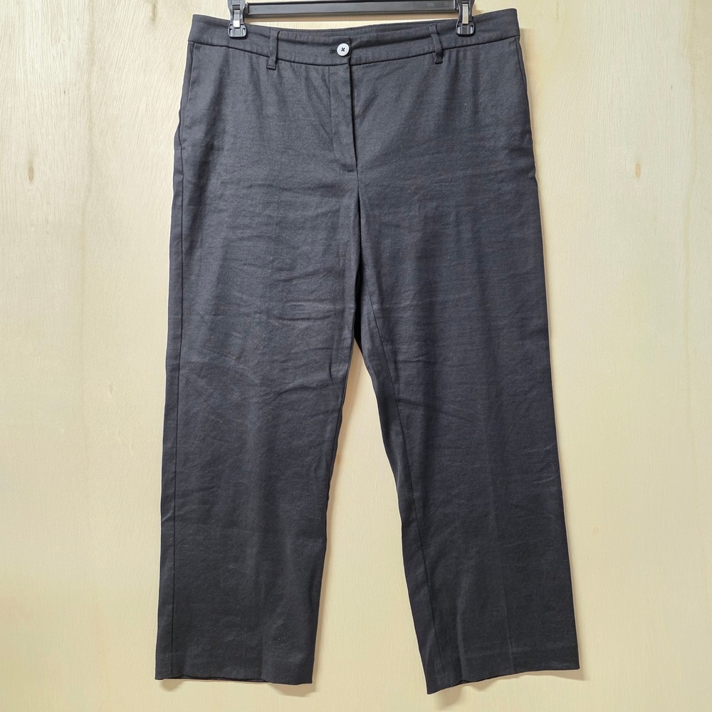 J. Jill Linen Stretch Straight Leg Pants Womens 14 Tall Black Trousers RN 97641 - Picture 2 of 15